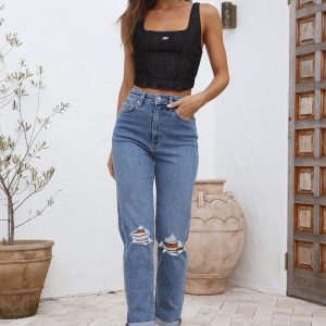 LEE Monique Corset Top Black Denim