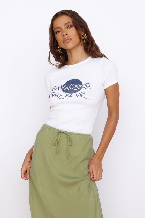 ROLLA'S Vivre Sa Vie Baby Rib Tee White - Image 3