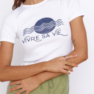 ROLLA'S Vivre Sa Vie Baby Rib Tee White